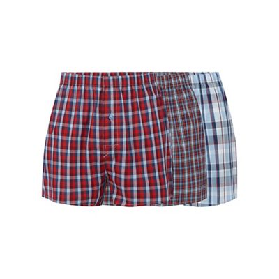 Big and tall pack of three red checked boxers